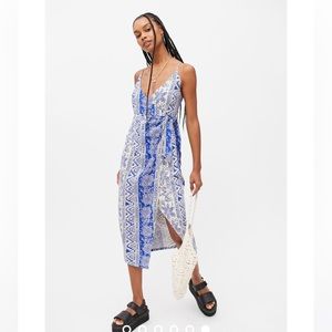 Urban Outfitters - Blue Flashing Lights Midi Wrap Dress - XS